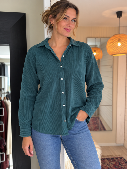 Cord fløyel shirt- green