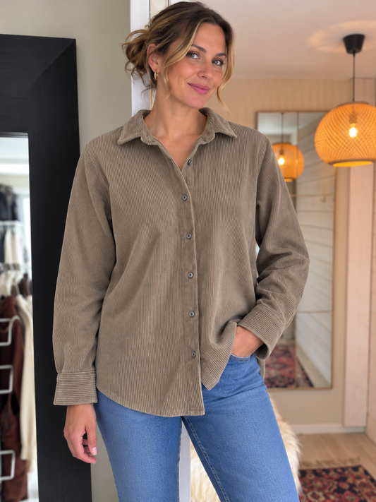 Cord fløyel shirt- beige