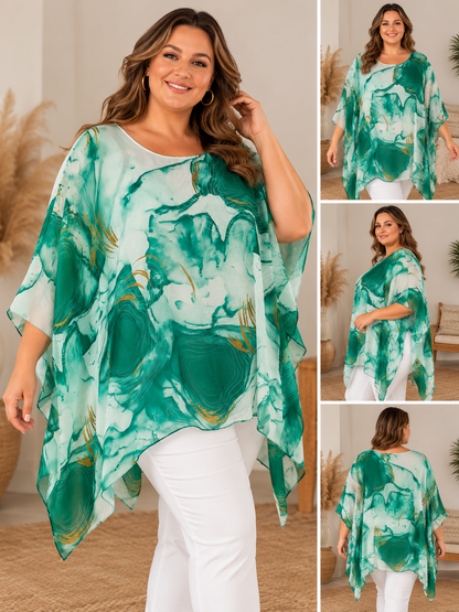 Silke poncho blouse 💚 flere farger