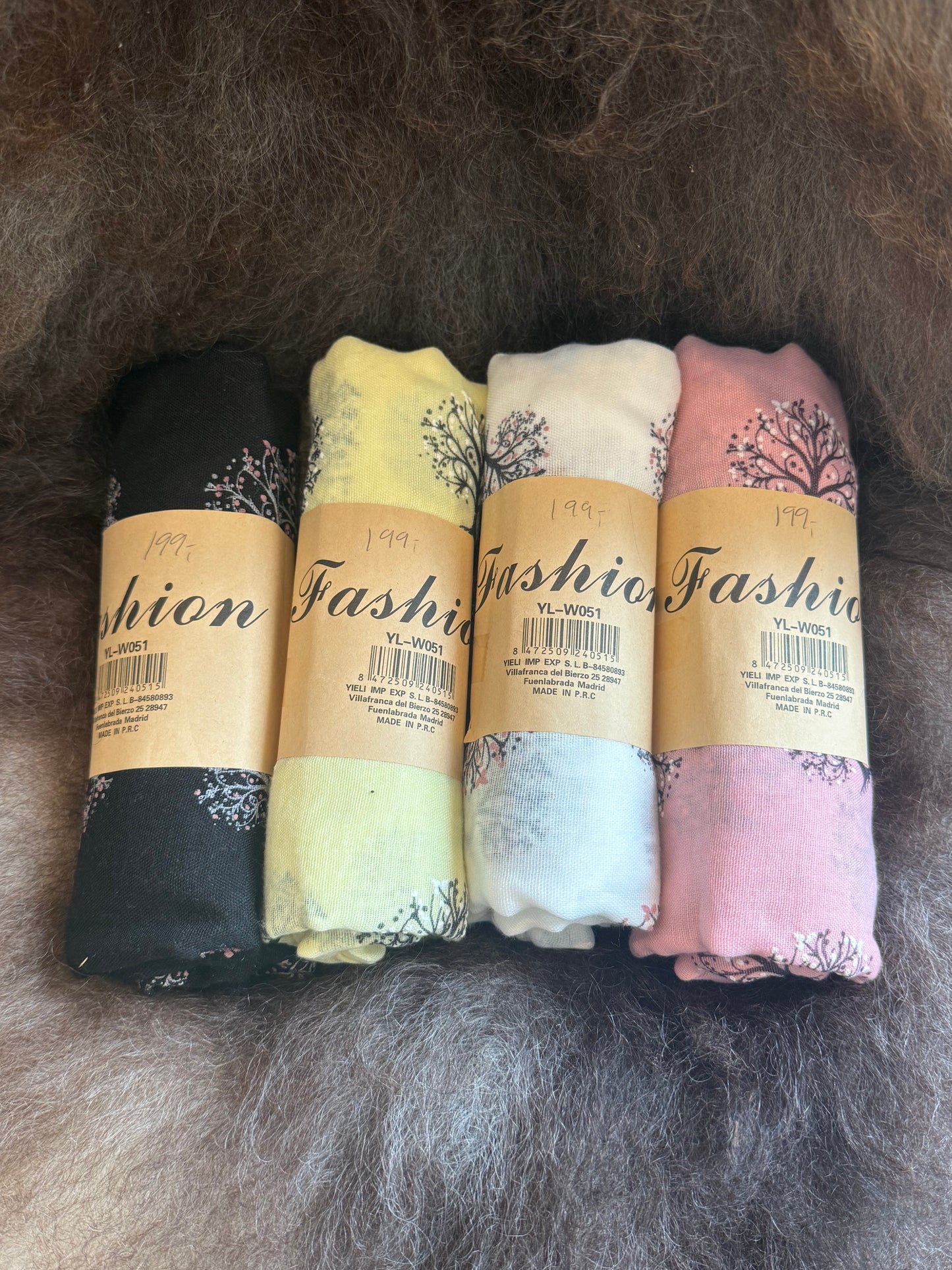 Viscose skjerf- tre print - flere farger